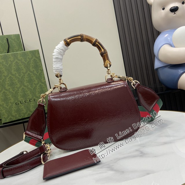 Gucci專櫃古馳最新款Bamboo 1947系列小號竹節手提包 jh2444型號：675797